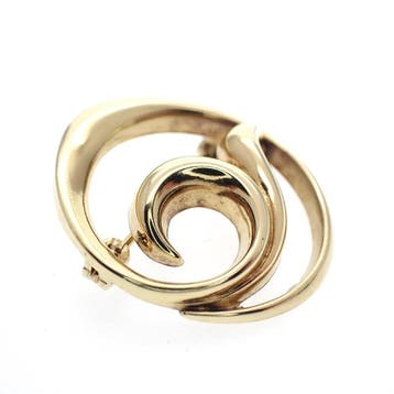 Gouden fantasiebroche; Fishtale, Ophalen of Verzenden, Gebruikt, Overige kleuren, Goud