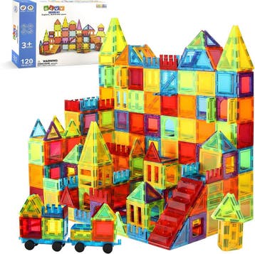 Magnetic Tiles - 120 Stuks - Speelgoed - Magnetische Tegels, Verzenden, Zo goed als nieuw