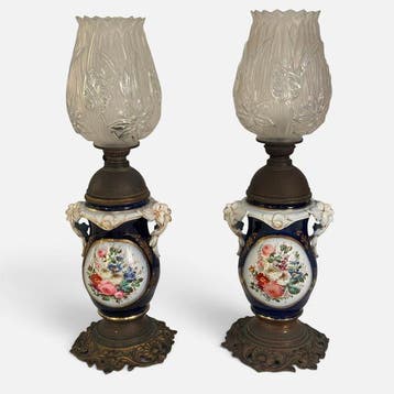 kosmos brenner - Petroleumlamp (2) - Porselein, Metaal, Antiek en Kunst