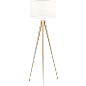 Staande lamp Lunaris, textielkap, driepootsframe - eiken, Verzenden, Nieuw