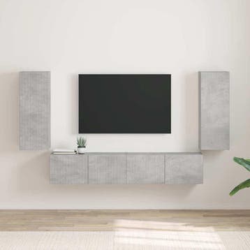 vidaXL TV Wandkast 2 st Beton Bewerkt hout, Minder dan 50 cm, Verzenden, Nieuw, Minder dan 100 cm