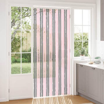 vidaXL Insecten Gordijn Chenille Zilvergrijs en Roze 100 x, Verzenden, Nieuw, Zilver