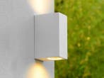 Veiling - 4x Wandlamp rechthoekig GU10 duo fitting wit water, Nieuw