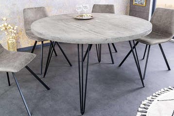 Ronde eettafel SCORPION 80cm grijs mango massief hout zwarte, Ophalen of Verzenden, Nieuw
