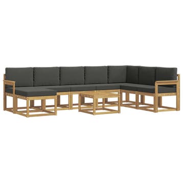 vidaXL Buiten bankenset met kussen 9 pcs Wit en, Verzenden, Nieuw
