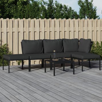 vidaXL 6-delige Loungeset met kussens staal grijs, Verzenden, Nieuw, Rvs, Loungeset