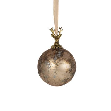 decoratie bal hert antiek bruin 12cm, Verzenden, Nieuw
