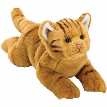 Pluche kat knuffel - rood - liggend - 33 cm - poes, Verzenden, Nieuw