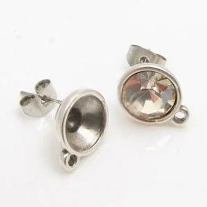 2 x DQ metaal oorsteker met vleugeltje voor SS39 (8,4mm)..., Ophalen of Verzenden, Nieuw, Overige typen
