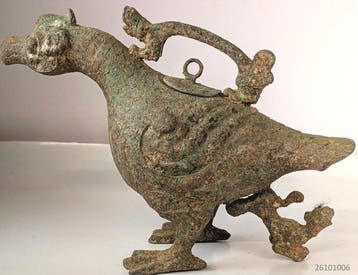 bronzen vogelvormig wijnvat - Brons - China (Zonder