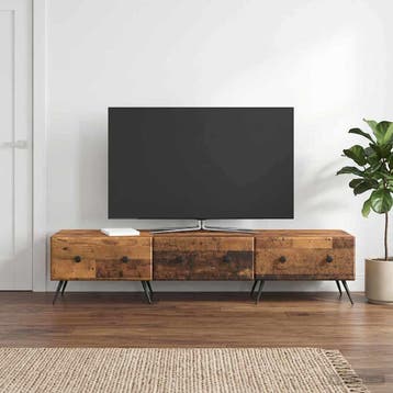 vidaXL TV-kast met lade Oud hout 147 x 34,5 x 30 cm Bewerkt, Huis en Inrichting, Kasten | Televisiemeubels, Minder dan 50 cm, Verzenden