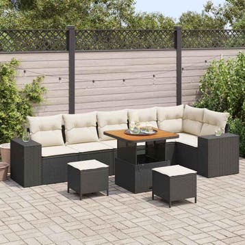 vidaXL Tuin Sofa Set 9 st 6-Aantal zitplaatsen Zwart en, Verzenden, Nieuw, Meer dan 8 zitplaatsen