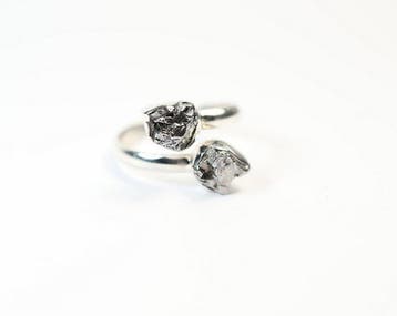 Meteoriet Campo del Cielo ring / nieuw 925. Sterlingzilver -