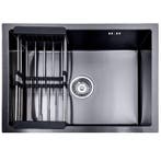 Spoelbak + Droogrek | Keuken wasbak | | 59x44x20cm | Zwart, Verzenden, Nieuw