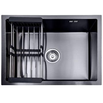 Spoelbak + Droogrek | Keuken wasbak | | 59x44x20cm | Zwart, Huis en Inrichting, Verzenden, Nieuw