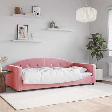 vidaXL Slaapbank 90x200 cm fluweel roze, 90 cm, Eenpersoons, Verzenden, Nieuw