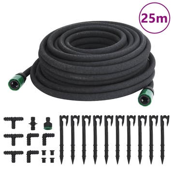 vidaXL Druppelslang 0,6 25 m rubber zwart, Verzenden, Nieuw