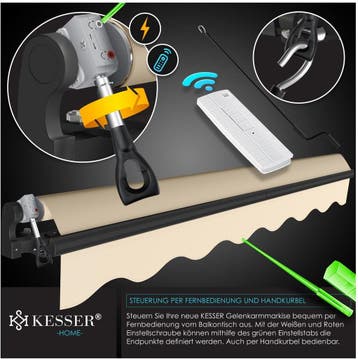 KESSER® Elektrisch knikarmscherm met afstandsbediening Zonne, Verzenden, Zo goed als nieuw