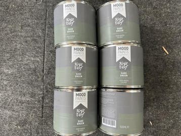 Veiling - 6x Moodpaints krijtverf sage Green 0,5L, Nieuw