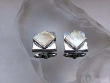Zilver, parelmoer - Manchetknopen - Art Deco