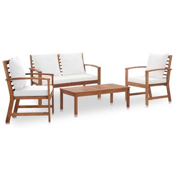 vidaXL 4-delige Loungeset met kussens massief acaciahout, Tuin en Terras, Tuinsets en Loungesets, Verzenden, Nieuw, Hardhout, Loungeset