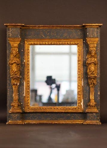 A Mannerist Parcel-Gilt Architectural Tabernacle Mirror -, Antiek en Kunst