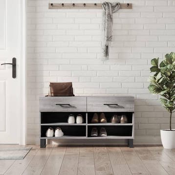 vidaXL Schoenenbank 102x35x55 cm bewerkt hout grijs sonoma, Verzenden, Nieuw