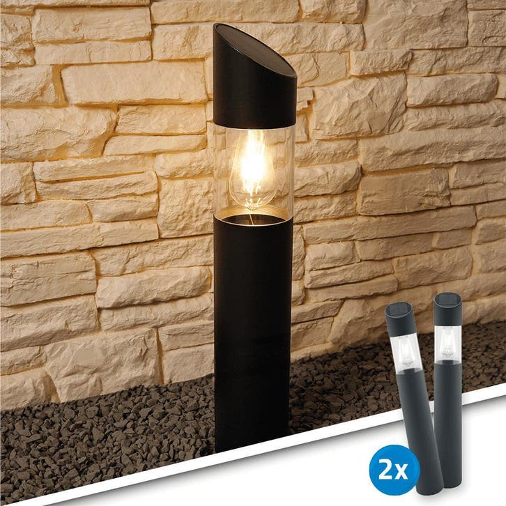 Solar staande lamp Ivar - Set van 2 stuks, Tuin en Terras, Buitenverlichting, Led, Licht-donker-sensor, Zonne-energie, Minder dan 50 watt