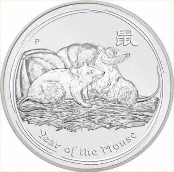 Lunar II - Year of the Mouse - 1 oz 2008 (300.000 oplage), Verzenden, Losse munt, Zilver