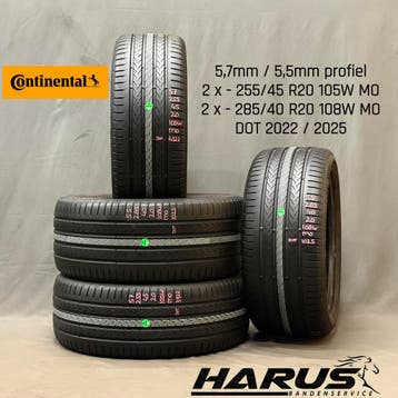 255/45/20 285/40/20 MO Continental zomerbanden 5,7/5,5mm 4X, Auto-onderdelen, Banden en Velgen, Gebruikt, 285 mm, Ophalen of Verzenden