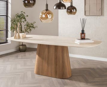 Eettafel Travertin keramiek 3d Deens ovaal 215x105 cm -, Ophalen of Verzenden, Nieuw
