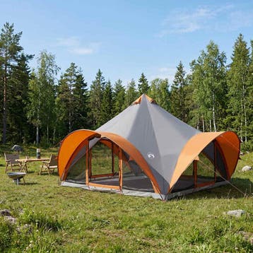vidaXL Tipi Tent met dak Grijs en Oranje 18-Persoon, Verzenden, Nieuw, Tot en met 2
