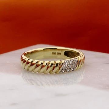Gouden Goldgilde ring met diamanten; 0,08 ct., Gebruikt, 20 of groter, Heer, Ophalen of Verzenden
