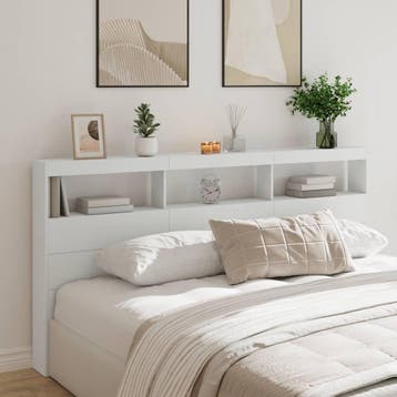 vidaXL Hoofdbordkast met LED-verlichting 200x17x102 cm wit, Verzenden, Nieuw, Wit, Hout