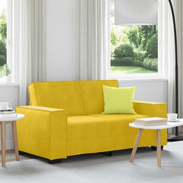 vidaXL Tweezitsbank 160x78x84 cm fluweel geel, Verzenden, Nieuw, Tweepersoons, Stof