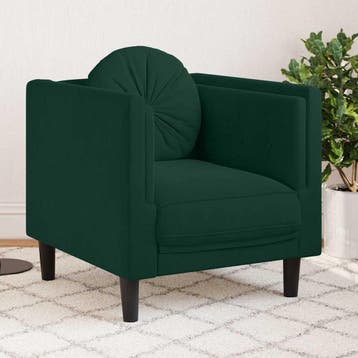 vidaXL Fauteuil met kussen fluweel donkergroen, Verzenden, Nieuw, Eenpersoons, Stof