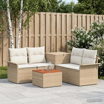 vidaXL Bankstel 6 st 4-Aantal zitplaatsen Beige en Crème Wit, Verzenden, Nieuw, Rotan, 6 zitplaatsen