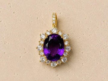 Zonder minimumprijs - Hanger Zilver - 26.15ct. tw. Amethist, Sieraden, Tassen en Uiterlijk, Antieke sieraden