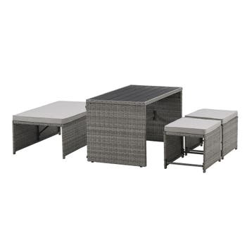 2 in 1 Polyrotan Loungeset Jamaika - Grijs, Verzenden, Nieuw