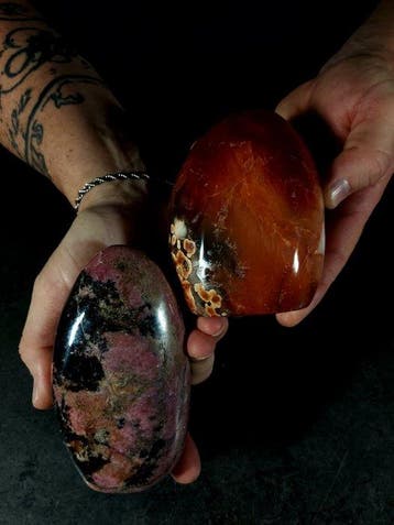 karneool + aragoniet Cabochons - Hoogte: 11.5 cm - Breedte:, Nieuw
