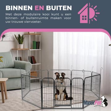 MaxxPet Hondenren Puppyren met 8 panelen - Staal - 78x78c..., Verzenden, Nieuw