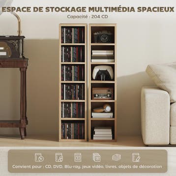 HOMCOM Set van 2 Houten Opbergkasten voor CD/DVD - Eiken Kle, Verzenden, Nieuw
