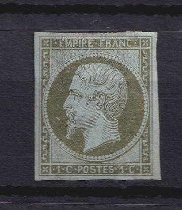 Frankrijk 1860 - nieuw, Napoléon 1c olijfgroen - Yvert n°11, Gestempeld