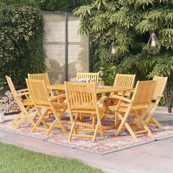 vidaXL 9-delige Tuinset massief teakhout, Tuin en Terras, Verzenden