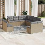 vidaXL 11-delige Tuinset met kussens poly rattan beige, Tuin en Terras, Verzenden, Nieuw, Rotan, Tuinset