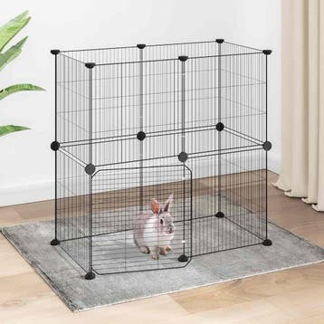 vidaXL Huisdierenkooi met deur 12 panelen 70x35x70 cm staal, Verzenden, Nieuw