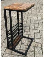 Bijzettafel Mangohout met zwart staal, 45 tot 60 cm, Minder dan 55 cm, Nieuw, Ophalen of Verzenden