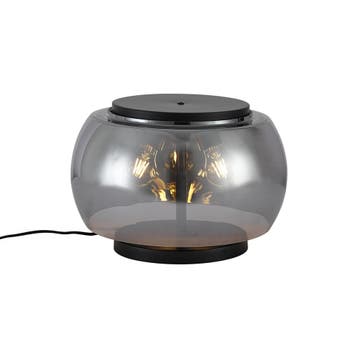 Design tafellamp zwart met smoke glas 3-lichts - Bino, Verzenden, Nieuw, Metaal, Design