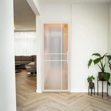 Stalen Binnendeur Wit 6 Vlaks Kathedraalglas Luxe design, Minder dan 80 cm, Binnendeur, Nieuw, Metaal
