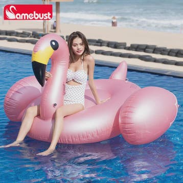 Opblaasbare Flamingo Zwemband - XL Roze Goud - Strand & Zwem